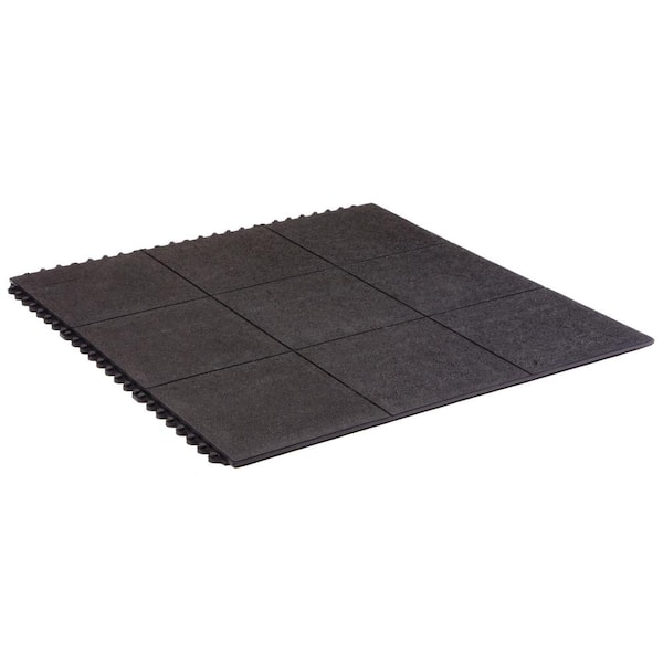 Performa Grit Black 3 ft. x 3 ft. Rubber Anti-Fatigue Indoor Commercial Floor Mat