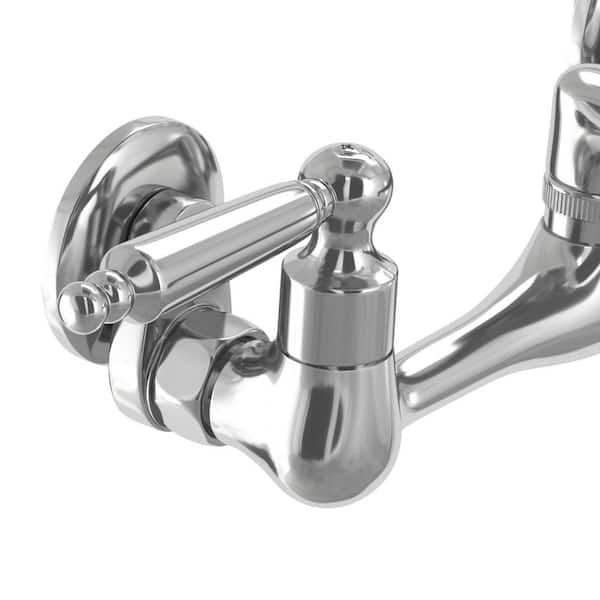 Builders 2-Handle Wall Mount Low-Arc Standard Kitchen Faucet in Stainless Steel Builders 2-Handle Wall Mount Low-Arc Standard Kitchen Faucet in Stainless Steel