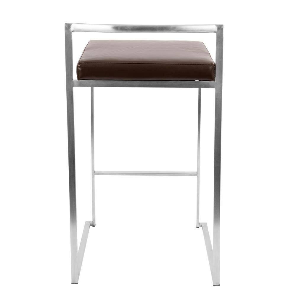 Modern Fuji Brown Faux Leather Counter Stool, 16"x18"x31"