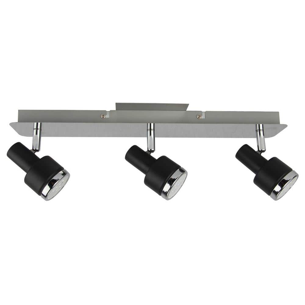 1-1/2 ft. 3-Light Matte Black, Chrome and Silver Grey LED Fixed Track ...