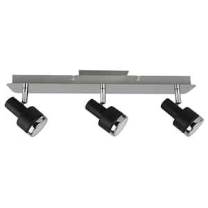 1-1/2 ft. 3-Light Matte Black, Chrome and Silver Grey LED Fixed Track Lighting Kit with Adjustable Head Lamp