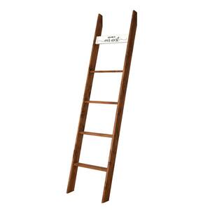 Welcome to Our Nest 72 in. Medium Brown Country Chic Decorative Blanket Ladder
