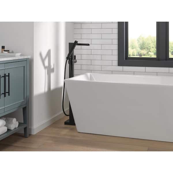 Ara 1-Handle Channel Spout Floor Mount Tub Filler Trim Kit with Handshower in Matte Black (Valve Not Included)