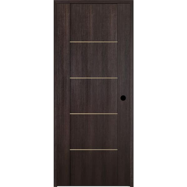 Belldinni Vona 01 4H Gold 32 in. x 80 in. Left-Handed Solid Core Veralinga Oak Textured Wood Single Prehung Interior Door