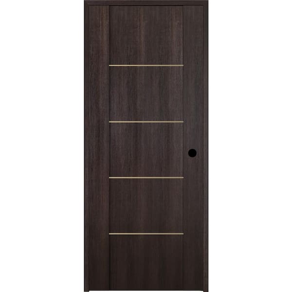 Belldinni Vona 01 4H Gold 18 in. x 80 in. Left-Handed Solid Core Veralinga Oak Textured Wood Single Prehung Interior Door