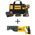 ATOMIC 20-Volt MAX Cordless Brushless Compact 1/2 in. Hammer Drill Kit with 20V Cordless Reciprocating Saw (Tool-Only)
