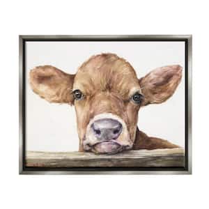 Cattle Portrait by Marmont Hill Floater Framed Canvas Animal Art Print 20  in. x 30 in. EXANI5110GWFF30 - The Home Depot
