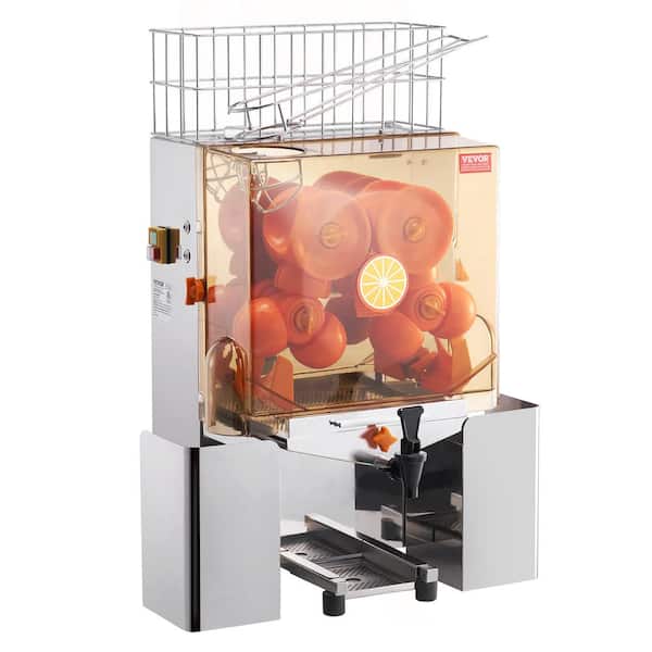 Commercial Orange Juicer Machine, 120W Automatic Juice Extractor with Water Tap, Stainless Steel Orange Squeezer