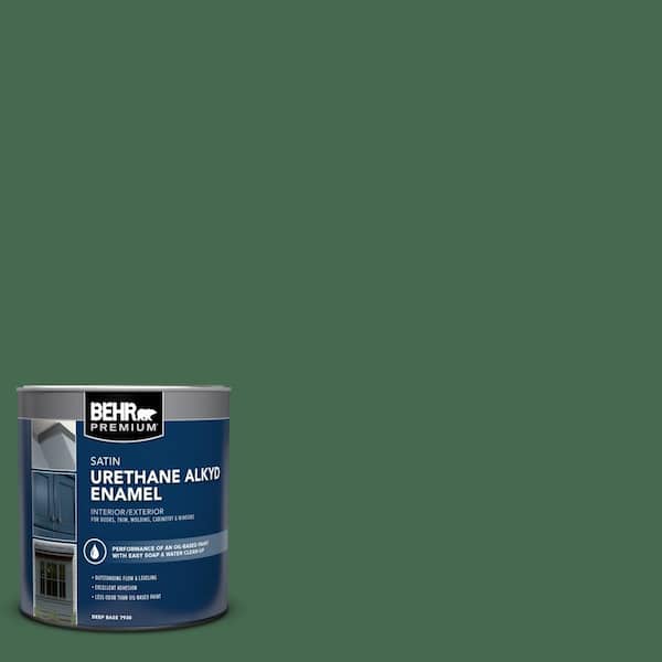 1 qt. #M410-7 Perennial Green Satin Enamel Urethane Alkyd Interior/Exterior Paint