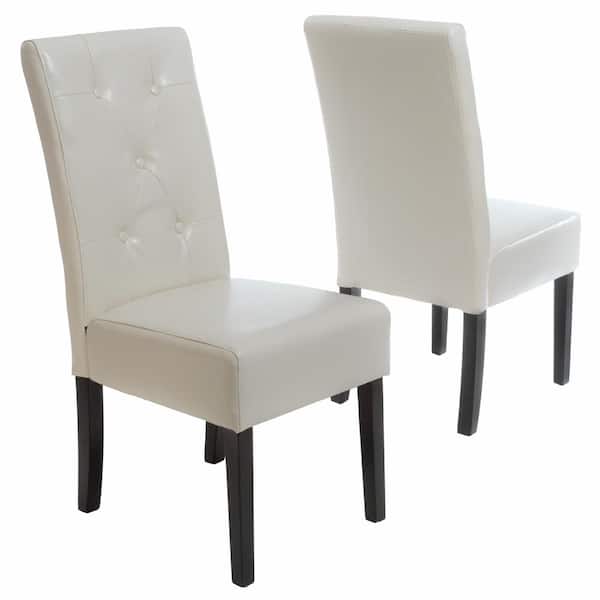 Noble House Taylor Ivory Bonded Leather Dining Chair (Set of 2)