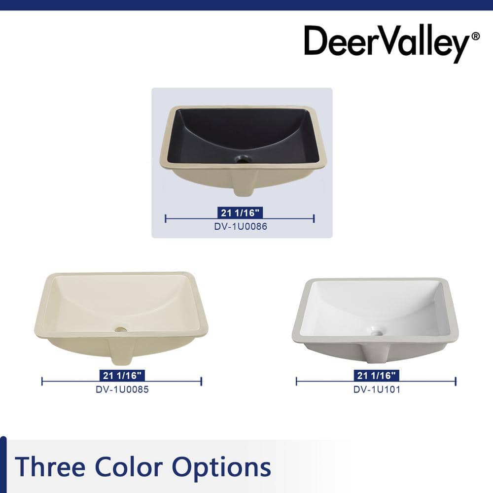Matte Black Ceramic Rectangular Undermount Bathroom Sink with Overflow