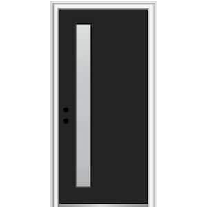 30 in. x 80 in. Viola Right-Hand Inswing 1-Lite Frosted Glass Painted Fiberglass Prehung Front Door on 4-9/16 in. Frame