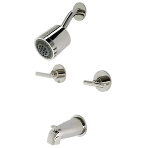 Manhattan Double Handle 2-Spray Tub and Shower Faucet 2 GPM with Corrosion Resistant in. Polished Nickel