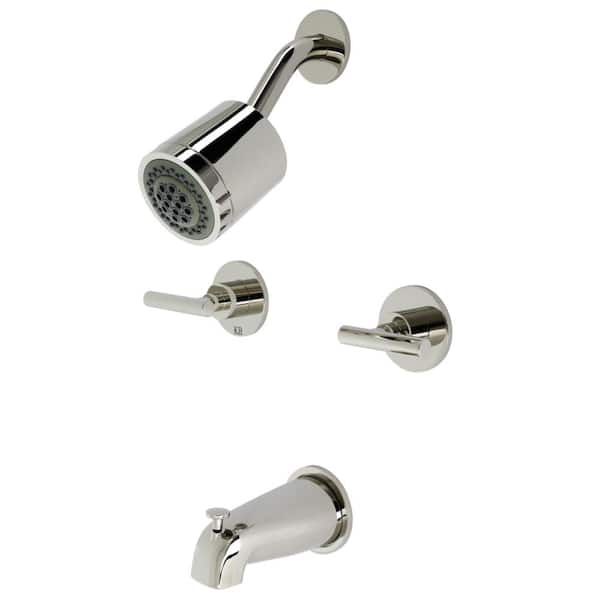 Kingston Brass Manhattan Double Handle 2-Spray Tub and Shower Faucet 2 GPM with Corrosion Resistant in. Polished Nickel