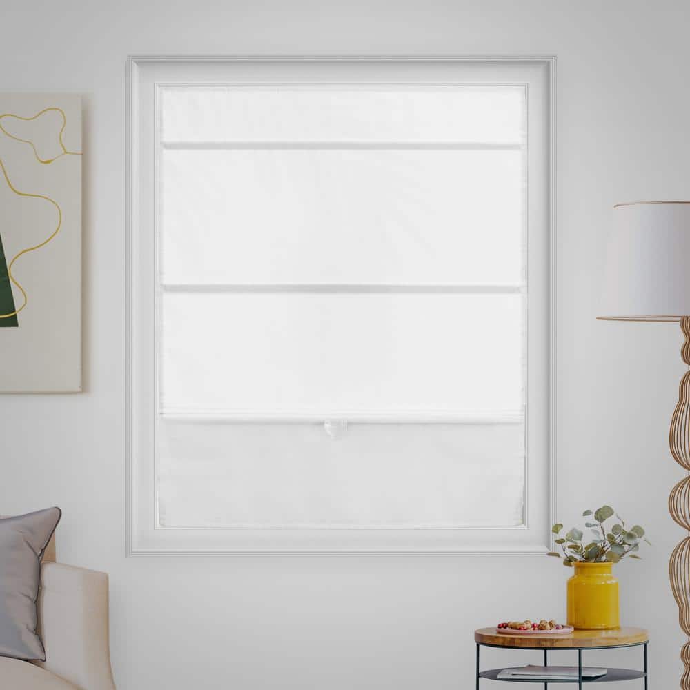 Runway White Cordless Fabric Roman Shades 36"W x 64"H