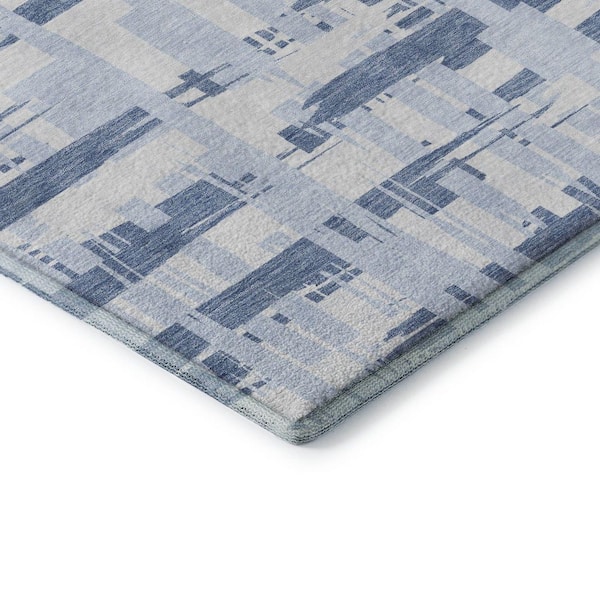 Mayfield Premium Machine Washable Abstract AMF1849 Blue 2 ft. 3 in. x 7 ft. 6 in. Runner Rug