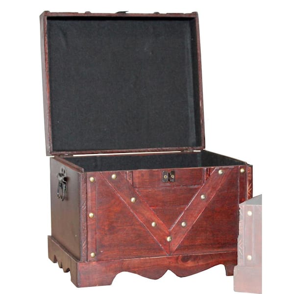 Vintiquewise Large Wooden Antique Cherry Storage Trunk