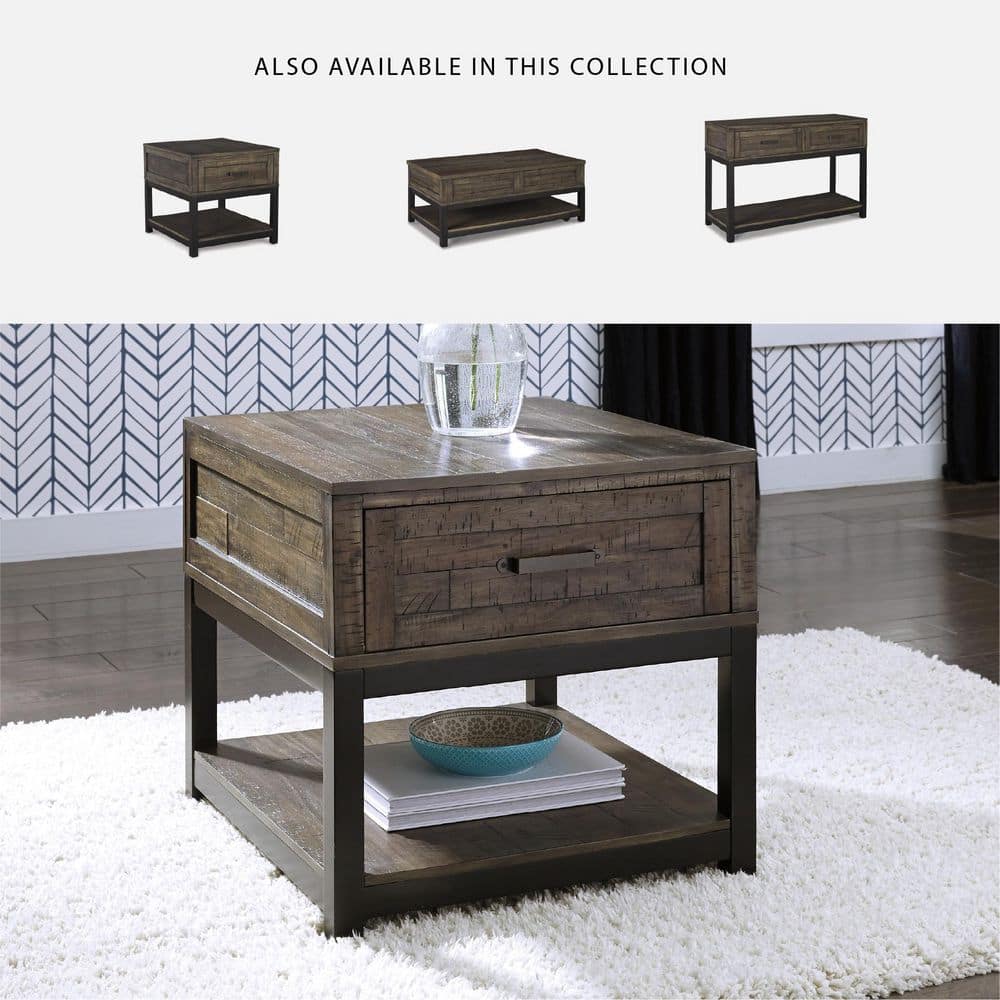 Johurst 24 in. Brown Rectangle Wood End Table with Drawers - thumbnail 6