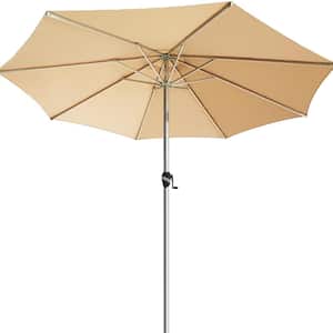11 ft. Aluminum Outdoor Market Umbrella Patio Umbrella, 60 Months Fade-Resistant and Push Button Tilt in Beige