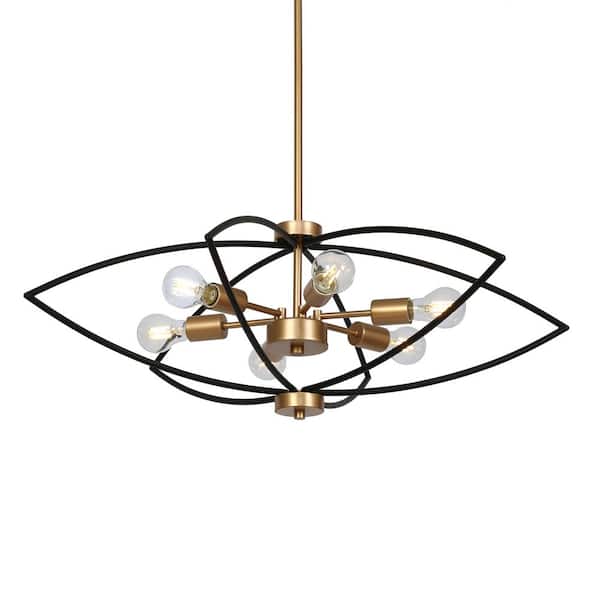 Zevni Modern Transitional 6-Lights Black and Gold Square