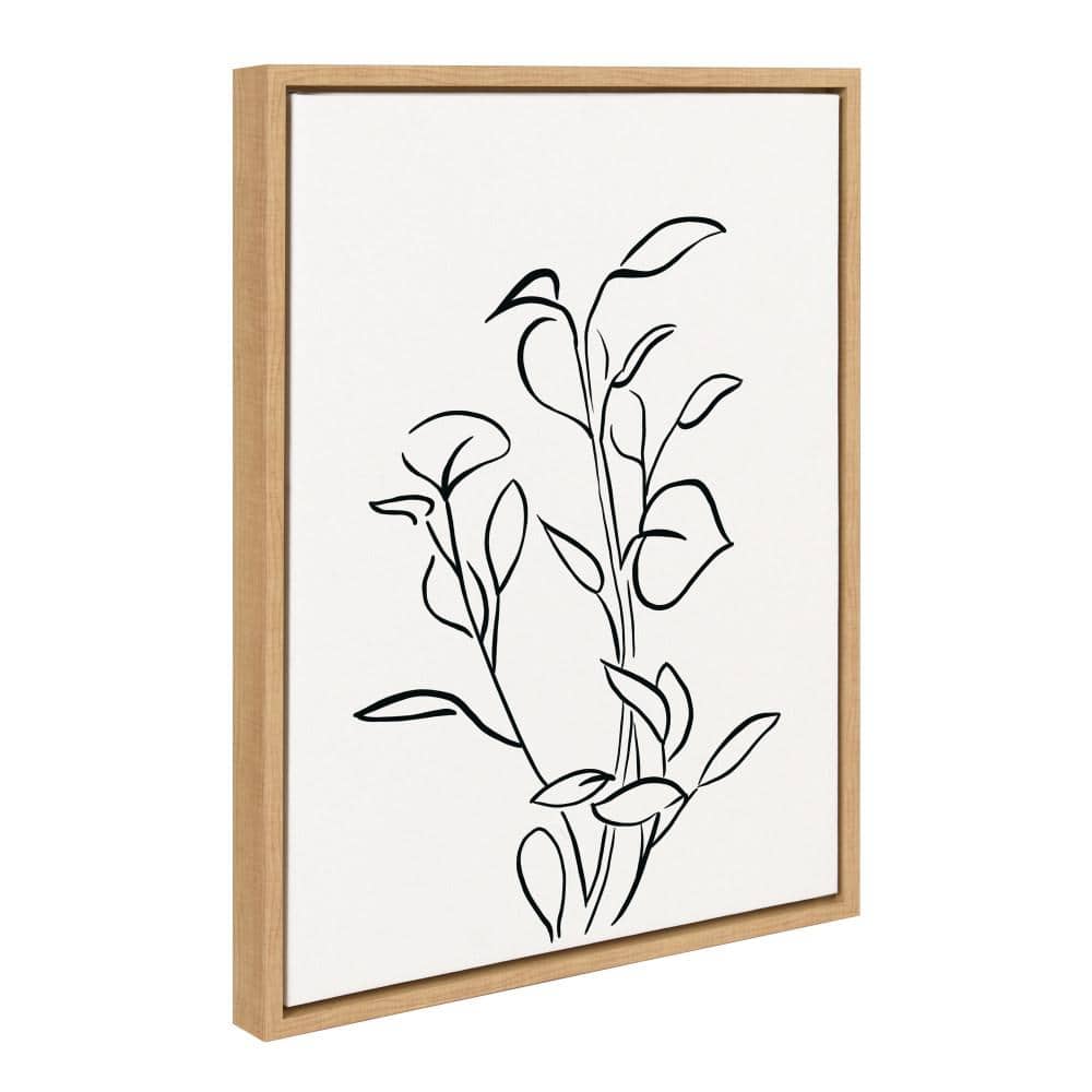 Natural Framed Botanical Sketch Print on Canvas, 18 x 24