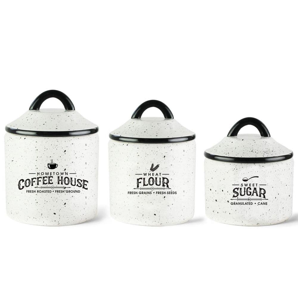 White Ceramic 3-Piece Canister Set with Airtight Lids