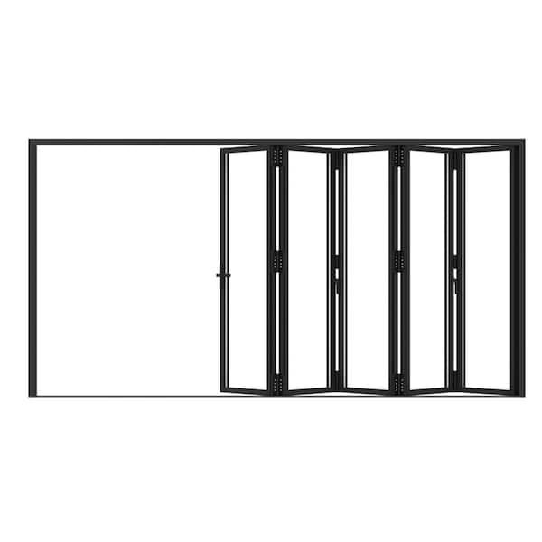 Teza B75 Series 14 in x 80 in Bifold 3 Panel Door Right Hand Black