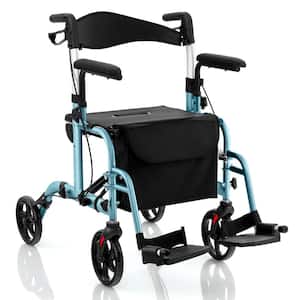 4-Wheel Folding Rollator Walker with Seat and 8 in. Wheels Supports up to 300 lbs. in Navy