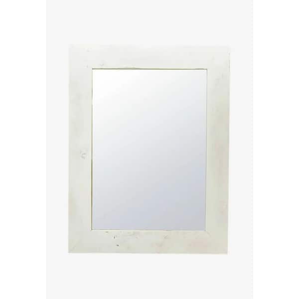TRINITY 22 in. W x 26 in. H Barnwood Mirror Whitewash