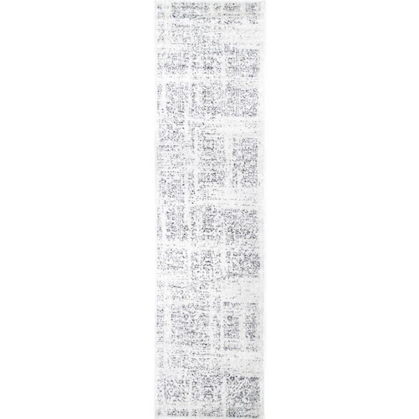 nuLOOM Arlena Distressed Persian Medallion Gray 3 ft. x 12 ft. Runner Rug