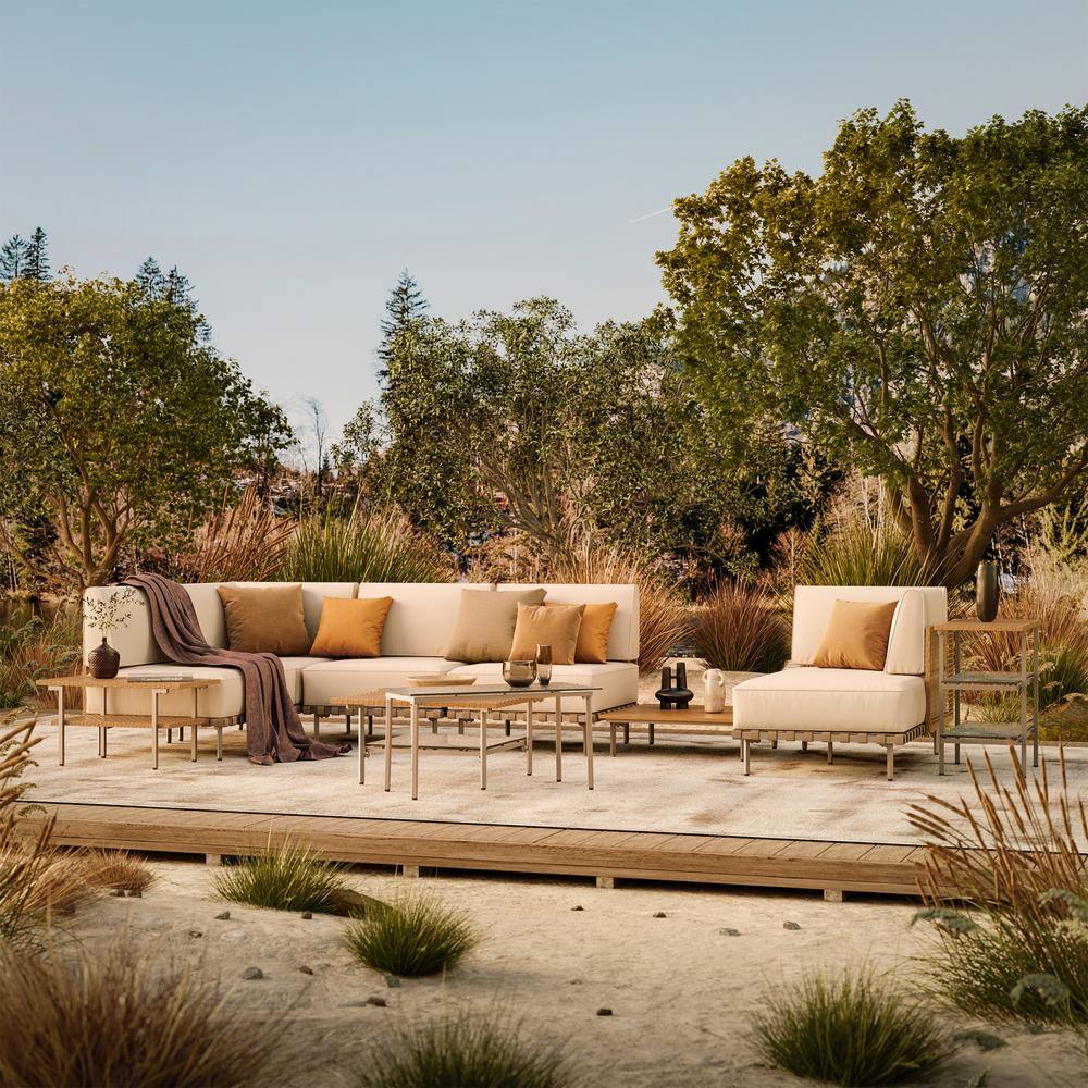 10-Piece Beige and Black Iron Outdoor Patio Set