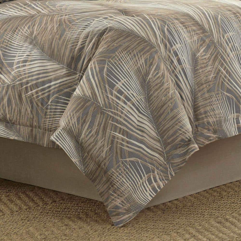 Gray Cotton Reversible Queen Comforter Set with Shams