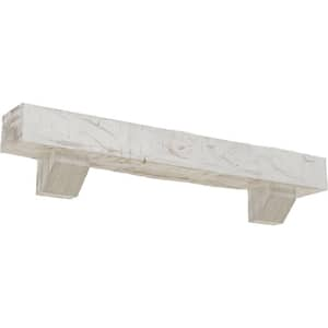 4 in. x 4 in. x 7 ft. Hand Hewn Faux Wood Fireplace Mantel Kit, Ashford Corbels, Factory Prepped Ready to Paint