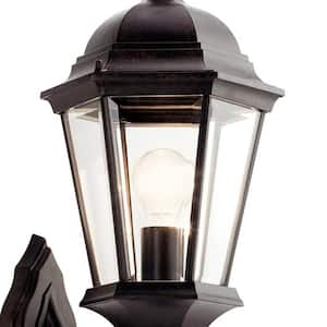 Madison 22.75 in. 1-Light Tannery Bronze Outdoor Hardwired Wall Lantern Sconce with No Bulbs Included (1-Pack)