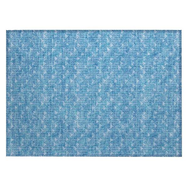 HomeRoots Blue 2 ft. x 3 ft. Geometric Indoor/Outdoor Area Rug