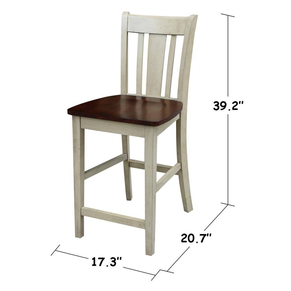 Elegant San Remo Solid Wood Counter Stool in Antique Almond