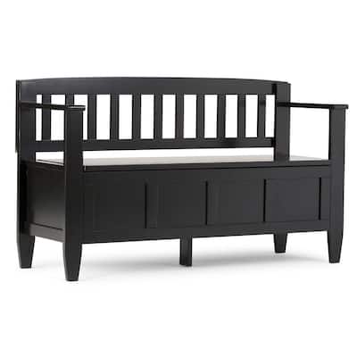 Brooklyn Solid Wood 48 in. Wide Contemporary Entryway Storage Bench in Black