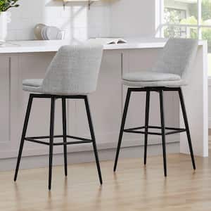 Cecily 30 in. White Multi Color High Back Metal Swivel Bar Stool with Fabric Seat (Set of 2)