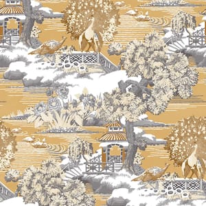 Edo Toile Mustard Wallpaper