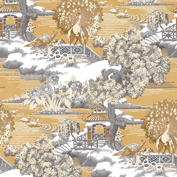 Graham & Brown Edo Toile Mustard Wallpaper