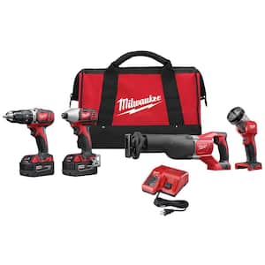 M18 18V Lithium-Ion Cordless Combo Tool Kit with Two 3.0Ah Batteries, 1-Charger, 1-Tool Bag (4-Tool)