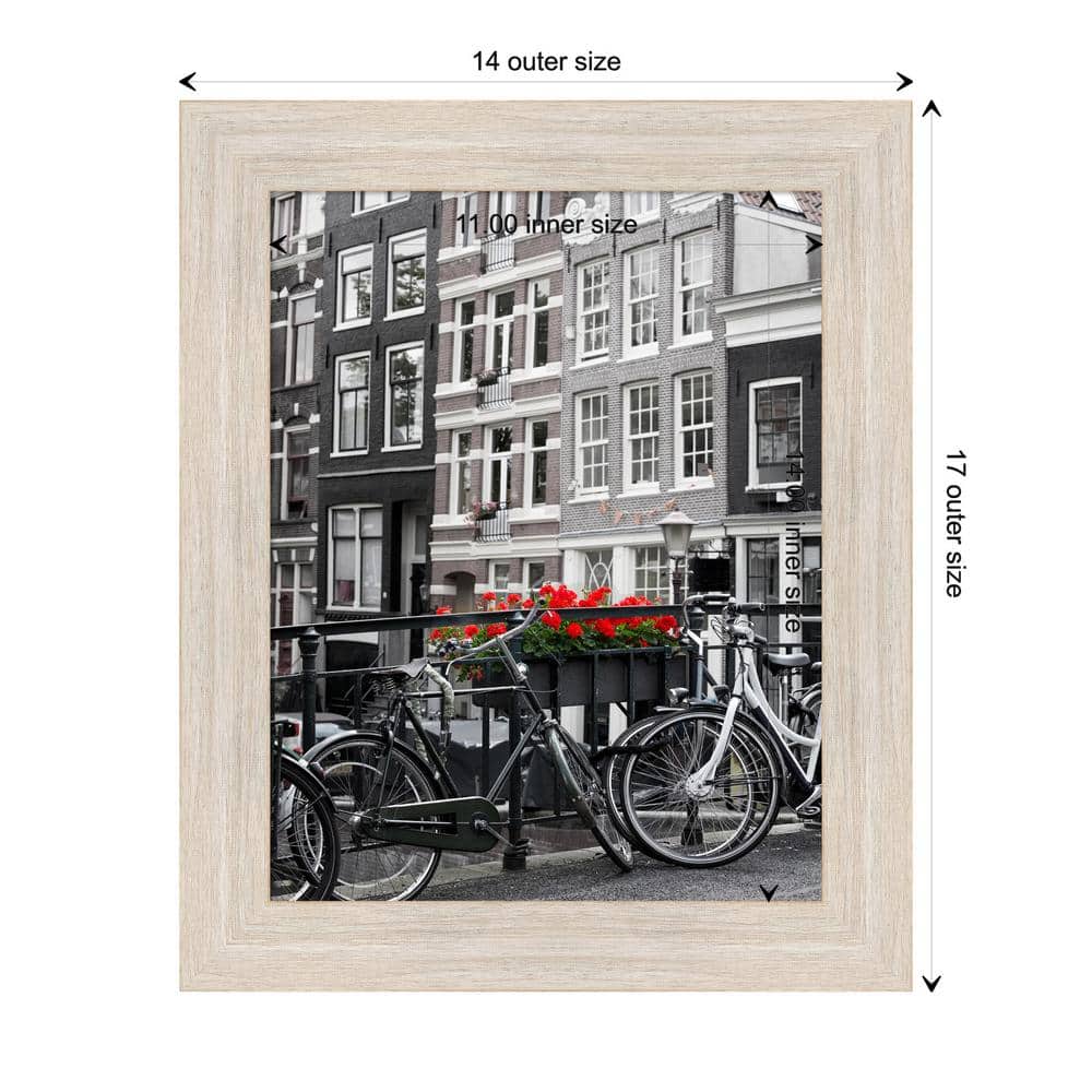 Hardwood Whitewash Narrow Wood Picture Frame 11x14 Inches