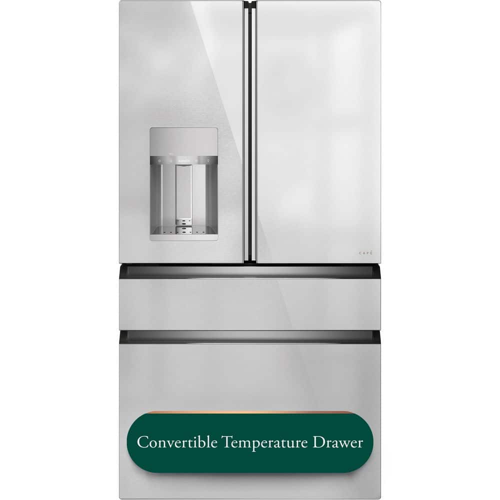 27.8 cu. ft. Smart 4- Door French Door Refrigerator with Convertible Middle Drawer in Platinum Glass, Autofill Dispense