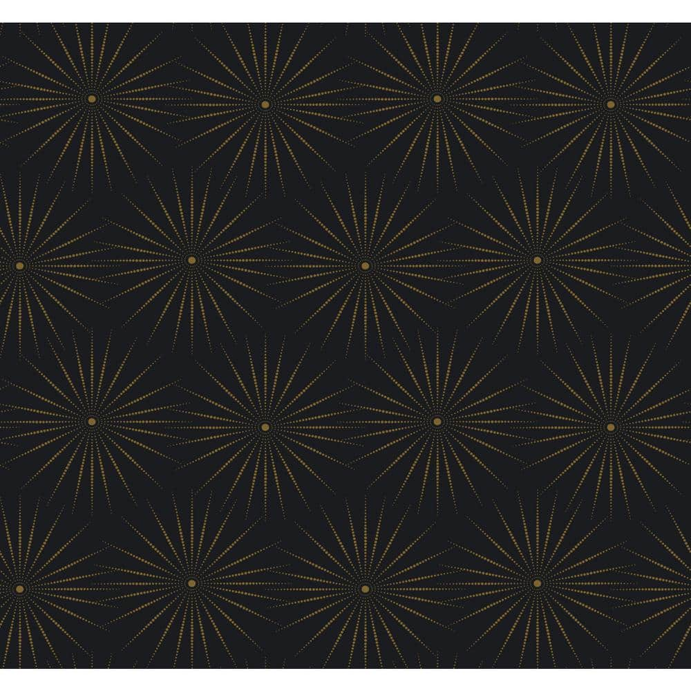 York Wallcoverings Bohemian Luxe BO6696 Starlight Wallpaper Black Gold