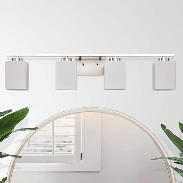 Edvivi 4-Light 32 in. Brushed Nickel Indoor Bathroom Vanity Lights