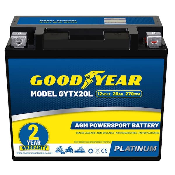GYTX20L-12-Volt 20 AH, 270 CCA, Rechargeable High-Performance, Maintenance Free, SLA-AGM Battery