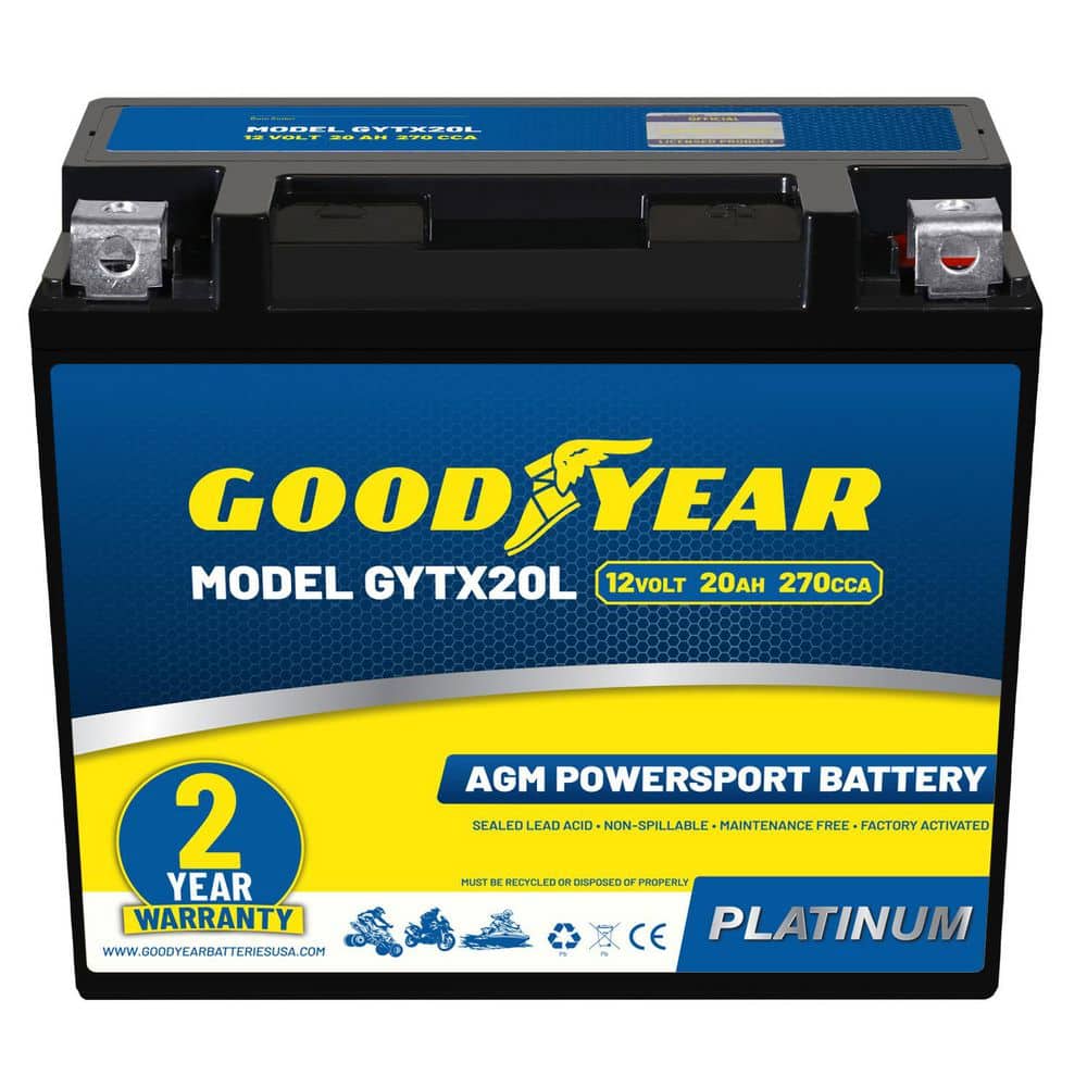 Goodyear GYTX20L-12-Volt 20 AH, 270 CCA, Rechargeable High-Performance ...
