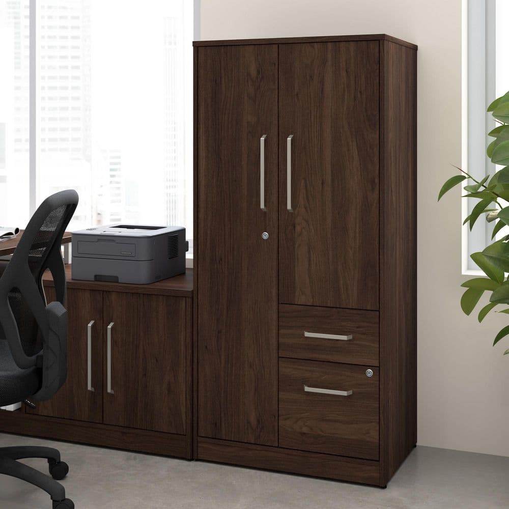 Vista Black Walnut 61 in. Accent Storage Cabinet with Drawers