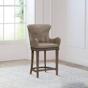 Caydena 26 in. Rustic Gray and Taupe Memory Return Swivel Counter Stool