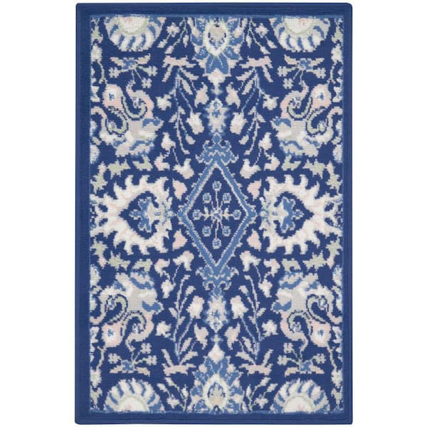 Whimsical Navy Multicolor doormat 2 ft. x 3 ft. All-Over Design Traditional Kitchen Area Rug
